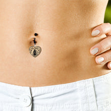 Load image into Gallery viewer, Witches Brew Poison Potion Halloween Black Heart Dangle Belly Ring
