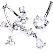 Load image into Gallery viewer, Clear CZ Gem Alluring Elegance Dangle Belly Ring
