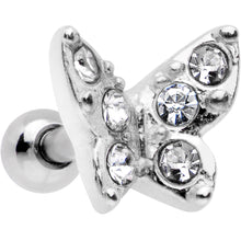 Load image into Gallery viewer, 16G Clear Gem Silver Tone Butterfly Tragus Cartilage Earring
