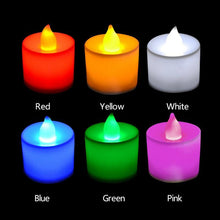 Load image into Gallery viewer, Flameless LED Tea Lights Candles Battery Powered Colorful Flickering Pillar Flickering Bright Tea lights Battery Operated/Powered Flameless Candles White Base Candles Tea light Romantic party Home Decor

