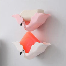 Load image into Gallery viewer, Flamingo Soap Dish Keep Soap Dry Clean Shower Soap Saver Tray Plastic Adhesive Drain Sponge Holder Bathroom Tool Soap Dish with Drains Soap Holder with Hooks Easy Dry SoapTray Easy Cleaning Soap Saver Extend Soap Life Powerful Adhesive No Drilling
