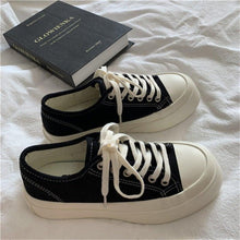 Load image into Gallery viewer, Flat White Sneakers Women's Sports Shoes Platform Vintage Casual Footwear Round Tennis  Athletic Canvas Trainers White Sneakers Low Top Canvas Sneakers
