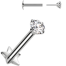 Load image into Gallery viewer, Medical Grade Titanium Flat Back Earring 18G 3mm CZ Reversible Star
