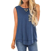 Load image into Gallery viewer, Women's Summer Tank Tops Leopard Pocket Sleeveless Blouse
