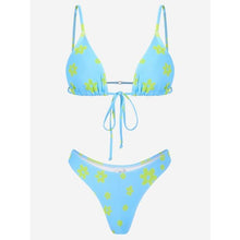 Load image into Gallery viewer, Floral Print Bikini String Swimsuit High Cut Bikini Set Bathing Suit Women's Swimsuit Halter Ribbed Polka Dot Tie Dye String Bathing Suit Bikini Set Women Swimwear High Waist Bikinis Beach
