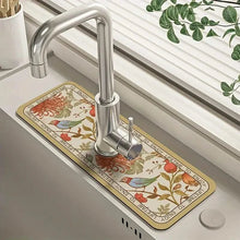 Load image into Gallery viewer, Floral Sink Faucet Absorbent Mat
