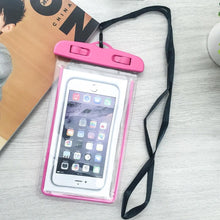 Load image into Gallery viewer, Florescent Universal Waterproof Phone Pouch Case Diving Swimming Bag Luminous Mobile Cover For Phone Sports Beach Pool 6 inch Universal Water Proof Mobile Pouch/Case Cover for Rain Protection &amp; Under Water Swimming Bag Case and Strap
