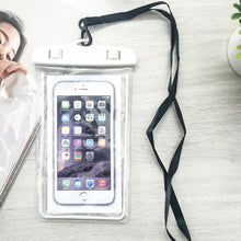 Load image into Gallery viewer, Florescent Universal Waterproof Phone Pouch Case Diving Swimming Bag Luminous Mobile Cover For Phone Sports Beach Pool 6 inch Universal Water Proof Mobile Pouch/Case Cover for Rain Protection &amp; Under Water Swimming Bag Case and Strap

