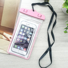 Load image into Gallery viewer, Florescent Universal Waterproof Phone Pouch Case Diving Swimming Bag Luminous Mobile Cover For Phone Sports Beach Pool 6 inch Universal Water Proof Mobile Pouch/Case Cover for Rain Protection &amp; Under Water Swimming Bag Case and Strap
