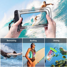 Load image into Gallery viewer, Florescent Universal Waterproof Phone Pouch Case Diving Swimming Bag Luminous Mobile Cover For Phone Sports Beach Pool 6 inch Universal Water Proof Mobile Pouch/Case Cover for Rain Protection &amp; Under Water Swimming Bag Case and Strap
