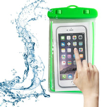 Load image into Gallery viewer, Florescent Universal Waterproof Phone Pouch Case Diving Swimming Bag Luminous Mobile Cover For Phone Sports Beach Pool 6 inch Universal Water Proof Mobile Pouch/Case Cover for Rain Protection &amp; Under Water Swimming Bag Case and Strap
