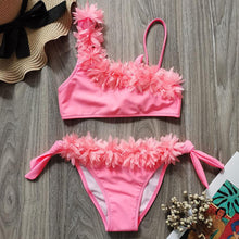 Load image into Gallery viewer, Flower Girl Swimsuit Ruffle Women Swimwear Kids Children Toddler Bikini Bathing Suit Beachwear Sets Kids Two Piece Children's Swimwear Toddler Girl Bikini Little Girls Cute Princess Pink Bathing Suit Summer Beachwear
