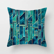 Load image into Gallery viewer, Flower Leaves Pattern Throw Pillow Case Teal Blue Cushion Covers Modern Teal Throw Pillow Covers Ocean Bohemia Decorative Couch Pillow Cases Sea Cotton Linen Decorative Pillowcases
