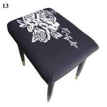 Load image into Gallery viewer, Flower Printed Seat Protector Square Stool Chair Cover Removable Dustproof Elastic Stool Covers For Bedroom Kitchen Square Stool Stool Covers Breathable Chair Seat Slipcover Barstool Cover for Rectangle Stools
