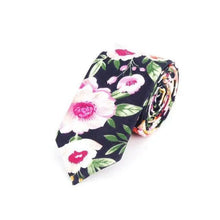 Load image into Gallery viewer, Flower Theme Cotton Slim Men Necktie Casual Business Design Skinny Necktie Floral Print Party Necktie For Men
