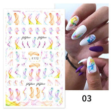 Load image into Gallery viewer, Flowers Leaves Line 3D Nail Stickers Autumn Winter Fall Leaf Design Transfer Sliders Abstract Waves Nail Art Decals Manicures  Decal Self-Adhesive 3D Wave Design Decoration for Women Girls Tape Nail Art Stickers Decal Decoration
