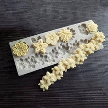 Load image into Gallery viewer, Flowers Silicone Mold Cake Circumference Flower Bunch Mold Soft Candy Mould Rose Beautiful Daisy Rose Leaf And Mini Flowers Candy Silicone Eco Friendly Mold
