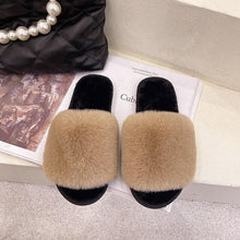 Load image into Gallery viewer, Fluffy Slippers Women Cozy Faux Fur Cross Indoor Floor Slides Flat Soft Furry Shoes Fluffy Furry Fur Slippers Flip Flop Open Toe Cozy House Memory Foam Sandals Slides Soft Flat Comfy Slippers
