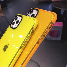 Load image into Gallery viewer, Fluorescent Color Shockproof Phone Case For iPhone 13 Pro Max 12 Mini 11 Transparent Soft Silicone Cover Transparent Case Glow In Dark Phone Case Luxury Square Case Cover For iPhone
