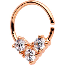 Load image into Gallery viewer, 16G Clear CZ Rose Gold Tone Triple Triangle Circular Ring
