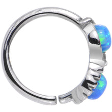 Load image into Gallery viewer, 18G 5/16 Blue Synthetic Opal Duet Seamless Circular Ring
