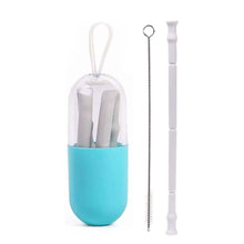 Load image into Gallery viewer, Foldable And Reusable Silicone Drinking Straw With Case
