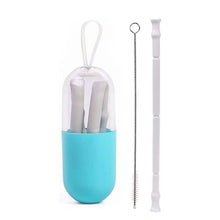 Load image into Gallery viewer, Foldable and Reusable Silicone Drinking Straw with Case

