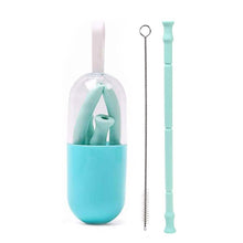Load image into Gallery viewer, Foldable and Reusable Silicone Drinking Straw with Case
