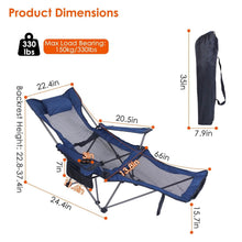 Load image into Gallery viewer, Foldable Camping Chair Heavy Duty Steel Lawn Chair with Reclining Backrest Angle
