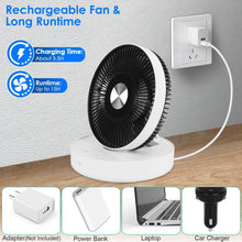 Load image into Gallery viewer, Foldable Rechargeable LED Desk Fan Wall Mounted with Magnetic Remote
