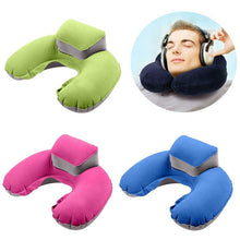 Load image into Gallery viewer, Foldable U-shaped Neck Support Pillow Inflatable Cushion Memory Foam Travel Pillow Neck Super Soft Pillows Air Plane Inflatable Neck Pillow Travel Pillow Ultralight Air Pillow with Comfortable Headrest Neck Support for Car
