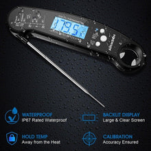 Load image into Gallery viewer, Food Kitchen Thermometer For Barbecue Grill Thermometer Waterproof Instant Read Meat Thermometer Waterproof Ultra Fast Digital Cooking Thermometer With Backlight &amp; Calibration Food Thermometer For Kitchen BBQ Grill Smoker Oil Fry Kitchen Cooking Tools
