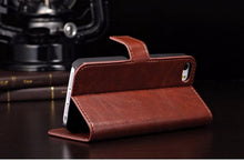 Load image into Gallery viewer, For iPhone X Case Cover for iPhone 8 7 6 6S Plus 5 5S 5SE Luxury PU Leather Flip Wallet Phone Cases Black Simple Card Holder With Magnetic Button Flip Leather Cover
