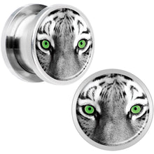 Load image into Gallery viewer, Black White Tiger Eyes Steel Screw Fit Plug Set 1/2
