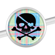 Load image into Gallery viewer, 14G Pink Green Plaid Heart Skull Industrial Barbell 37mm
