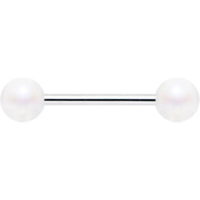 Load image into Gallery viewer, Matte Iridescent White 6mm Acrylic Ball Barbell Tongue Ring
