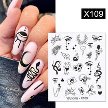 Load image into Gallery viewer, French Line Nail Water Decal Flower Marble Leaf Girl Stickers on Nails Water Ink Transfer Slider Nail Stickers Decor Kids Nails Art Decoration Nail Strips Shiny French Tip Guides Stickers French Nail Stickers Form Fringe Guides
