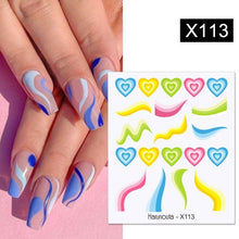 Load image into Gallery viewer, French Line Nail Water Decal Flower Marble Leaf Girl Stickers on Nails Water Ink Transfer Slider Nail Stickers Decor Kids Nails Art Decoration Nail Strips Shiny French Tip Guides Stickers French Nail Stickers Form Fringe Guides
