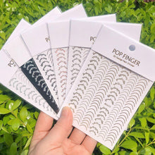 Load image into Gallery viewer, French Rose Gold Striping Tape Nail Design Stripe Lines Geometry 3D Sticker for Nails Gel Polish Sticker Decals for Manicuring Decorations Manicure Stickers Decals Silver Strip Line Nail Decal Self-Adhesive 3D Wave Decal Decoration Metallic Curve Design
