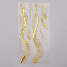 Load image into Gallery viewer, French Rose Gold Striping Tape Nail Design Stripe Lines Geometry 3D Sticker for Nails Gel Polish Sticker Decals for Manicuring Decorations Manicure Stickers Decals Silver Strip Line Nail Decal Self-Adhesive 3D Wave Decal Decoration Metallic Curve Design
