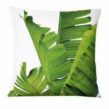 Load image into Gallery viewer, Fresh Green Leaves Digital Printed Pillowcase Home Pillow Decoration Tropical Green Leaves Throw Pillow Cover With Geometric Background Home Decorative Square Cushion Covers Cotton Linen Home Decor 45x45CM
