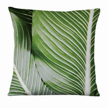 Load image into Gallery viewer, Fresh Green Leaves Digital Printed Pillowcase Home Pillow Decoration Tropical Green Leaves Throw Pillow Cover With Geometric Background Home Decorative Square Cushion Covers Cotton Linen Home Decor 45x45CM
