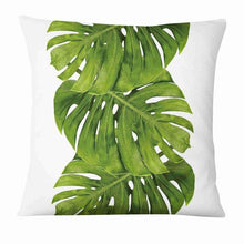 Load image into Gallery viewer, Fresh Green Leaves Digital Printed Pillowcase Home Pillow Decoration Tropical Green Leaves Throw Pillow Cover With Geometric Background Home Decorative Square Cushion Covers Cotton Linen Home Decor 45x45CM
