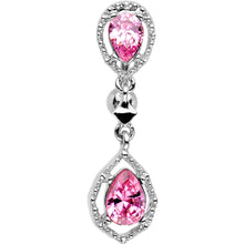 Load image into Gallery viewer, Pink Gem Twin Top Mount Dangle Belly Ring
