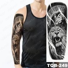Load image into Gallery viewer, Full Arm Temporary Tattoos 8 Sheets and Half Arm Shoulder Waterproof Tattoos Elegant Large Lion Sleeve Sticker Tattoo Waterproof Temporary Big Wolf Tatoos For Men and Women
