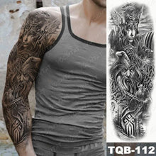 Load image into Gallery viewer, Full Arm Temporary Tattoos 8 Sheets and Half Arm Shoulder Waterproof Tattoos Elegant Large Lion Sleeve Sticker Tattoo Waterproof Temporary Big Wolf Tatoos For Men and Women
