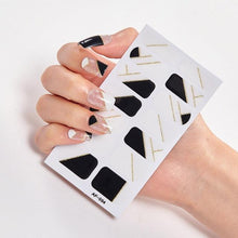 Load image into Gallery viewer, Full Cover Nail Stickers Nail Polish Nail Decoration Nails Sticker Designer Self Adhesive Nail Sticker Creative Nail Art Sticker Sticker Nail Decorations Accessories Metal Curve Stripe Lines Design Letter Nail Sticker Adhesive Decoration Template
