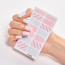 Load image into Gallery viewer, Full Cover Nail Stickers Nail Polish Nail Decoration Nails Sticker Designer Self Adhesive Nail Sticker Creative Nail Art Sticker Sticker Nail Decorations Accessories Metal Curve Stripe Lines Design Letter Nail Sticker Adhesive Decoration Template
