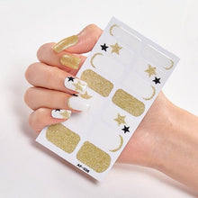 Load image into Gallery viewer, Full Cover Nail Stickers Nail Polish Nail Decoration Nails Sticker Designer Self Adhesive Nail Sticker Creative Nail Art Sticker Sticker Nail Decorations Accessories Metal Curve Stripe Lines Design Letter Nail Sticker Adhesive Decoration Template
