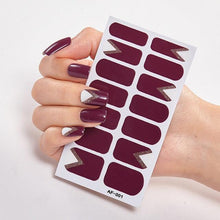 Load image into Gallery viewer, Full Cover Nail Stickers Nail Polish Nail Decoration Nails Sticker Designer Self Adhesive Nail Sticker Creative Nail Art Sticker Sticker Nail Decorations Accessories Metal Curve Stripe Lines Design Letter Nail Sticker Adhesive Decoration Template
